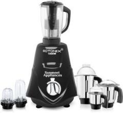 Rotomix 1000 watts Rocket Mixer Grinder with 3 Stainless Steel 2 Bullets and Juicer Jar s Chutney, Liquid, Dry, 2 bullets and Juicer Jar SAF534 1000 Mixer Grinder 6 Jars, Black