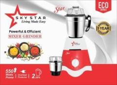 Skystar star eco series 550 Mixer Grinder 2 Jars, whte, Red