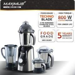 Usha MP800MX4_ Maximus Plus 800 W Mixer Grinder 4 Jars, Black, Silver