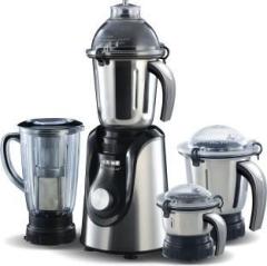 Usha MP800MX4_ Maximus Plus 800 W Mixer Grinder with 1 year extended warranty 4 Jars, Black, Silver