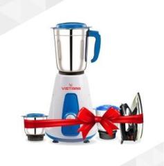 Vistara Mixer Grinder & 1000 W Dry Iron Super Combo 500 W Juicer Mixer Grinder 3 Jars, White, Blue