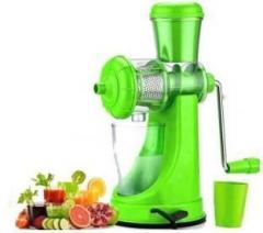 Yash Fashion St 1 Fruit & Vegetable Manual Steel Handle Polypropylene Hand Juicer 0 Juicer 1 Jar, Green, clear