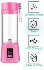 Zvr Electric Rechargeable Portable USB Juicer Fruit & Vegetable Hand Blender Shaker 25 Juicer Mixer Grinder 1 Jar, Pink