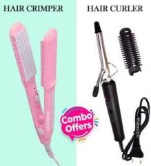 Marselite Combo of Professional 471B Hair Curler & Hair Crimper Machine Hair Rollers Electric Hair Styler