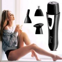 Owme 4 in 1 Attachments Private Part Bikini Shaper and Trimmer for Women Portable Design with Adjustable Washable Head Eyebrow, Nose, Underarm, Leg, Face Hairs Waterproof Runtime: 30 min Trimmer for Men & Women Runtime: 30 min Trimmer for Men & Women