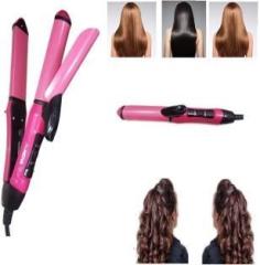 Rajoo 2 in 1 hair curler& straightener PINK 2009 NHC HAIR STRAIGHT & CURLY 2 IN 1 BEAUTY SET FOR WOMEN WITH CERAMIC PLATE Hair Straightener