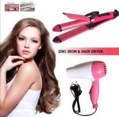 Srmukaddam HAIR DRYER AND 2 IN1 Hair Pink Straightener and curler Hair Dryer PACK OF 2 Hair Dryer