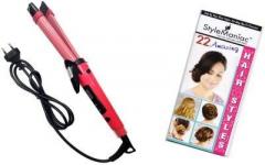 Style Maniac Professional 2 in 1 Hair Straightner and Curler With 22 Amazing Hairstyles Booklet Electric Hair Styler