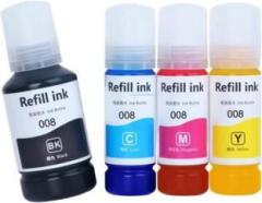 Ang Refill 008 FOR Epson L6460/L6490/L6550/L6570/L6580/L11160/L15150/L15160 Printer Black + Tri Color Combo Pack Ink Bottle