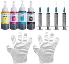 Ang Refill Ink Cartridges PG88, CL98, PG745, CL746, PG810, CL811, PG740, CL741, PG40, CL41, PG89, CL99, PG830, CL831 for PIXMA, MG, MP, E, iP Series Printers 100ML Each Bottle With Syringe & Hand Gloves Black + Tri Color Combo Pack Ink Bottle