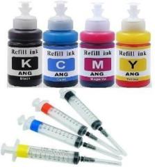 Ang Refill Ink For Use In Canon PIXMA MG2570S Cyan, Magenta, Yellow & Black 100 ML Each Bottle Multi Color Ink Cartridge Black + Tri Color Combo Pack Ink Cartridge