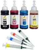 Ang Refill ink With Syringe For HP DeskJet 1212 Single Function Color Printer 100 ML Each Bottle With Syringe Black + Tri Color Combo Pack Ink Cartridge