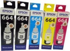 Epson EP 664 5 Black + Tri Color Combo Pack Ink Bottle