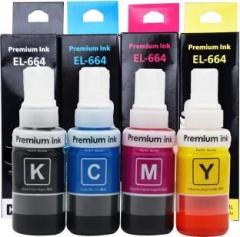 Greenberri Ink For Epson T664 L100, L110, L130, L200, L210, L220, L300, L385, L455, L555 Black + Tri Color Combo Pack Ink Bottle