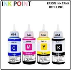 Inkpoint Refill For Epson T664 L555, L350, L355, L360, L361, L365, L380 Black + Tri Color Combo Pack Ink Bottle