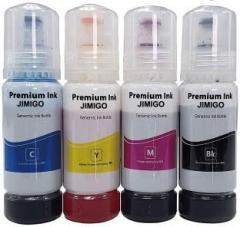 Jimigo 003 001 Refill Ink for Epson L3110, L3150, L3116, L3115, L1110, L3151, L3152, L3156, L5190, L4150, L6170, L4160, L6190, L6160 Printer Ink Bottle Black + Tri Color Combo Pack Ink Bottle
