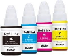 Jimigo Ink Refill for Canon G Series GI 790 GI 890 GI 990 Compatible for Canon PIXMA G1000, G1010, G1100, G2000, G2002, G2010, G2012, G2100, G3000, G3010, G3012, G3100, G4000, G4010 Pack of 4 Black + Tri Color Combo Pack Ink Bottle