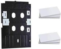 Poonam White PVC ID Cards For Inkjet Printers Set of 20 Cards AND PVC ID Card Tray for Inkjet Printer Used for Epson L800, L805, L810, L850, R280, R290, T50, T60, P50, P60 PINTERS Black Ink Cartridge