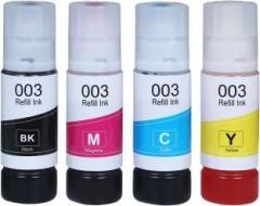 Quink 003 Ink for Epson L3110, L3150, L3115, L3250, L3210, L3252, L3116, L1110, L3151 Black + Tri Color Combo Pack Ink Bottle