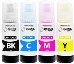 Quink 003 Ink for Epson L3110, L3150, L3250, L3252 L3115, L3116, L3101, L3210, L3215 Black + Tri Color Combo Pack Ink Bottle