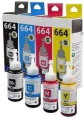 Realcart Ink T664 Multicolor Ink Compatible For 130 L220 L310 L360 L365 L380 L385 L405 Black + Tri Color Combo Pack Ink Bottle
