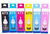 Realcart T673 Ink 6 Bottle Set Compatible for L800, L810, L850, L805, L1800 Printer Black + Tri Color Combo Pack Ink Bottle