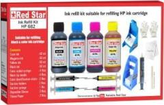 Red Star ink refill kit for hp 682 black & color ink cartridge with ink suction tool, 240 ml ink, filling tools & instructions Black + Tri Color Combo Pack Ink Bottle