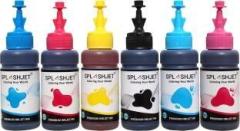 Splashjet T673 Refill Ink for Epson L805, L800, L1800, L810, L850 Printer Cyan, Magenta, Yellow, Black, Light Cyan, Light Magenta Ink Bottles Black + Tri Color Combo Pack Ink Bottle