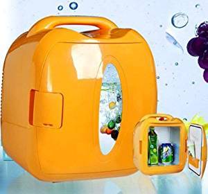 Instakart 8 Litres Portable Yellow Mini Car Refrigerator ABS And Inner Aluminum Material