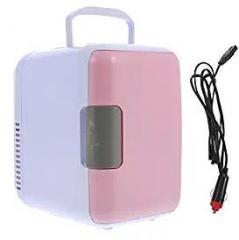 Osaladi 4 Litres Mini Fridge Portable Cooler Warmer Small Size Refrigerator Personal Single Door Freezer Compact Refrigerator For Travel Car Home Office Pink