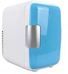 Plentaude 4 Litres Mini Blue Cooling And Warming Fridge, Makeup Refrigerators Dual Use Portable Icebox Travel Box, Handle Tiny Retro Refrigerator For Home Room Car, Road Trips, Office