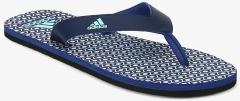 Adidas Navy Blue Printed Thong Flip Flops men