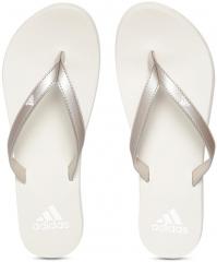 Adidas Silver Toned & Off White EEZAY Thong Flip Flops women