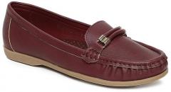 Allen Solly Burgundy Synthetic Leather Loafers women