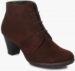 Bruno Manetti Coffee Brown Solid Heeled Boots women