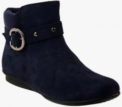Bruno Manetti Navy Blue Solid Heeled Boots women