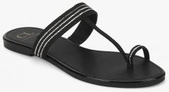 Carlton London Black One Toe Flats Sandals women