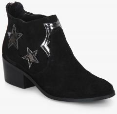 Carlton London Black Printed Heeled Boots women