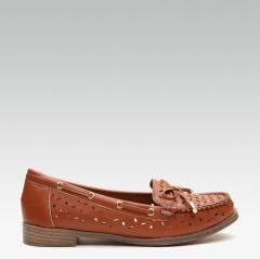 Carlton London Brown Cut Work Loafers With Studded Detail women
