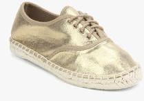 Carlton London Golden Metallic Espadrille Lifestyle Shoes women