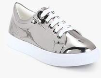 Carlton London Silver Metallic Casual Sneakers women