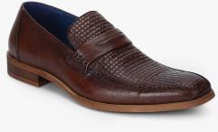 Cobblerz Brown Woven Design Slip On Shoes men