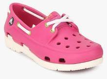 Crocs Beach Line Boat Shoe Lace Gs Pink Loafers girls