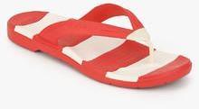 Crocs Beach Line Red Striped Flip Flops women
