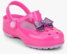Crocs Carlie Glitter Bow Pink Clogs girls