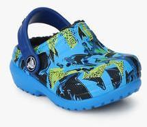 Crocs Classic Lined Graphic Aqua Blue Clogs girls
