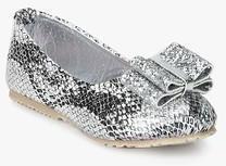 Dchica Silver Glitter Bow Belly Shoes girls