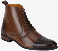 Del Mondo Brown Leather High Top Flat Boots men