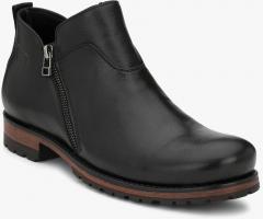 Delize Black Synthetic Leather Mid Top Flat Boots men