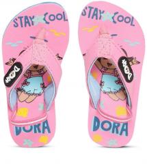 Dora Pink & Blue Printed Thong Flip Flops girls